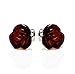 925 Sterling Silver Stud Earrings Rose with Cherry Genuine Natural Baltic Amber