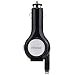 Tangle-free Lighting Retractable Cable Vehicle USB Car Charger for Apple iPhone 6 Plus iPhone 5 5c 5s iPad Air 2 iPod Touch 5 (Black)