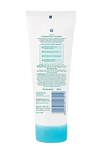 Johnson's Baby Milk + Rice Cream - 100g - Combination of natural milk extracts & Vitamin E