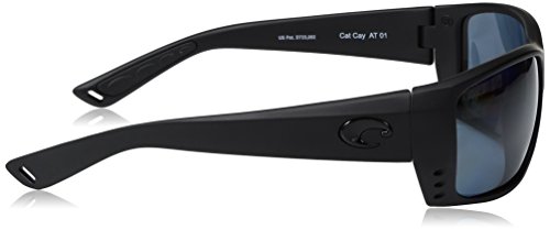 Costa del Mar Men's Cat Cay Polarized Iridium Rectangular Sunglasses, Blackout, 60.9 mm