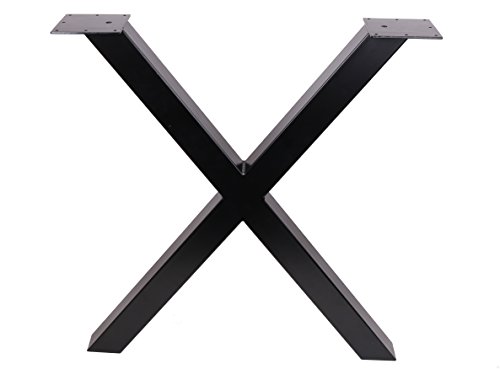 ECLV 28" Dining Table Legs, X-shaped Steel table legs, Office Table Legs,Computer Desk Legs,Industrial kitchen table legs,Set of 2,Black
