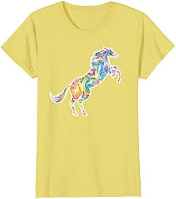 Womens Colorful Horse Rearing T-Shirt Medium Lemon