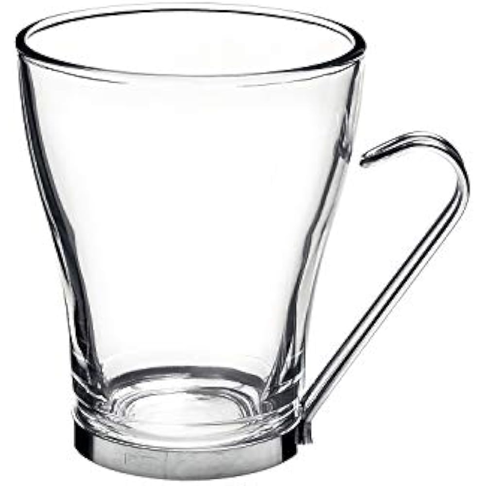 COFFEE GLASS CUP STAINLESS STEEL HANDLE LATTE ESPRESSO 7.5 OZ SET OF 4