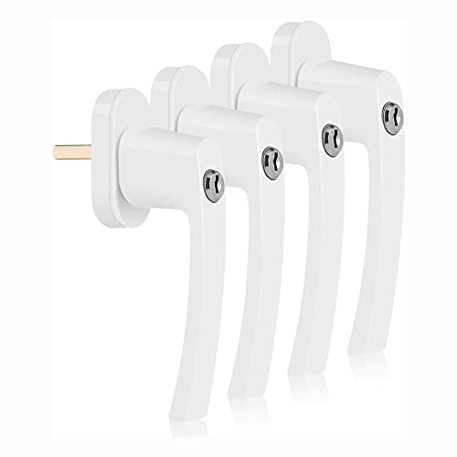 KIDINIX 4 Lockable Window Handles, Window Lock for Children, Length of Shaft 35 mm, with 8 Keys, Lockable Window Handles, Child Safety Window Closed Window Lock Aluminium