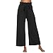 Litetao S Black 409124 (Women’s Casual Elastic Waist Cotton Trouser Cropped Wide Leg Pants with Pockets)thumb 2