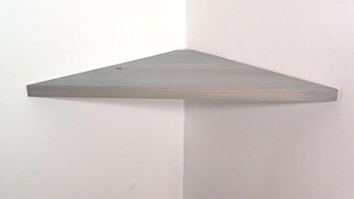 24" Wide Solid Wood Floating Corner Wall Shelf with Pearl Grey Stain Choose a Polyurethane Finish Handmade in USA