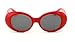 V.W.E. Vintage Sunglasses UV400 Bold Retro Oval Mod Thick Frame Sunglasses Clout Goggles with Dark Round Lens (Red)