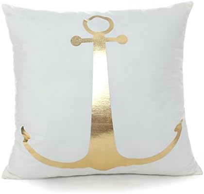 Kingla Home Decorative Square Thow Pillow Covers Home Pillow Case 18x18 Inch Anchor Pattern Bronzing Cushion Covers For Couch
