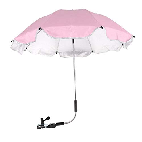 Baby Stroller Umbrella,Sunbona Baby Stroller Cover Parasol with Universal Clamp for Sun Rain Protection UV Rays Outdoor Umbrella (Pink)
