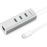 Anker Aluminum 4-in-1 USB C Hub, USB C to Ethernet Adapter, 3 USB 3.0 Ports, for MacBook Pro 2016/2017/2018, ChromeBook, XPS, Samsung S9, and More