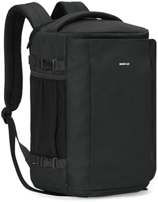Handgepäck Rucksack für Ryanair Flugzeug Unter-Sitzplatz, Tiefes Laptopfach bis 14 Zoll, PET-Recycelte, Wasserdichter Reiserucksack für Herren & Damen, 40x20x25(Schwarz)