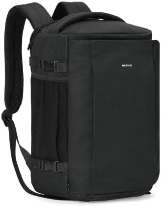 Handgepäck Rucksack für Ryanair Flugzeug Unter-Sitzplatz, Tiefes Laptopfach bis 14 Zoll, PET-Recycelte, Wasserdichter Reiserucksack für Herren & Damen, 40x20x25(Schwarz)
