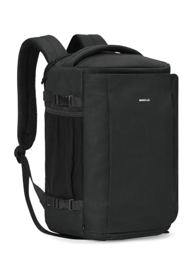 Handgepäck Rucksack für Ryanair Flugzeug Unter-Sitzplatz, Tiefes Laptopfach bis 14 Zoll, PET-Recycelte, Wasserdichter Reiserucksack für Herren & Damen, 40x20x25(Schwarz)