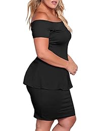 Tongmingyun - Vestido corto de manga corta para mujer, talla grande, talla grande