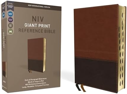 NIV, Thinline Bible, Giant Print, Leathersoft, Brown, Red Letter