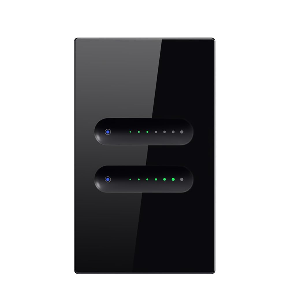 Eleqldwen Tuya WiFi Smart Dimmer Switch Dimmer Light Switch 2 Gang Works with Home Glass+Plastic,C