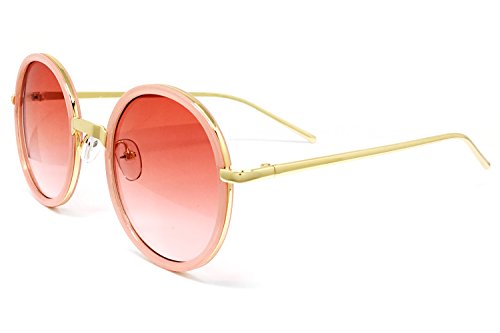 O2 Eyewear 5000 Premium Oversize Retro Round Circle Tint Funky Fashion Candy Flat Sunglasses (Premium, PINK)