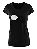 Liu & Qu Women's Layered Irregular Nursing Shirt Tops For Breastfeeding Black L