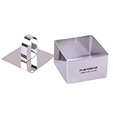 FUBARBAR Mini Cake Cutter Mold - Pastry Ring with Pusher, 3 X 2 Inch Stainless Steel Assorted Shape (Square)