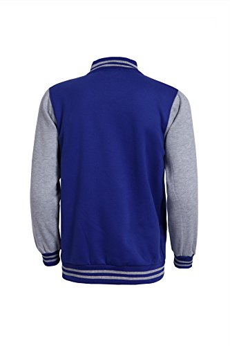 Mojessy Women's Varsity Bomber Jacket Fall Biker Baseball Jacket Short Coat Large Blue&Grey