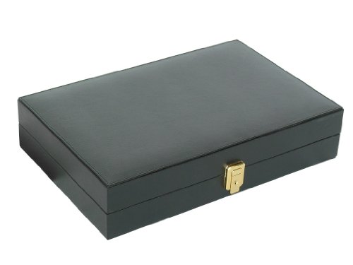 Zaza & Sacci Backgammon Board Set - (16" Leather/Microfiber Case) - Black