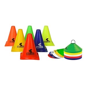 BELCO SPORTS 6 Inch PVC Cones Pack 6, 20 Space Markers Agility Combos (Multicolour)