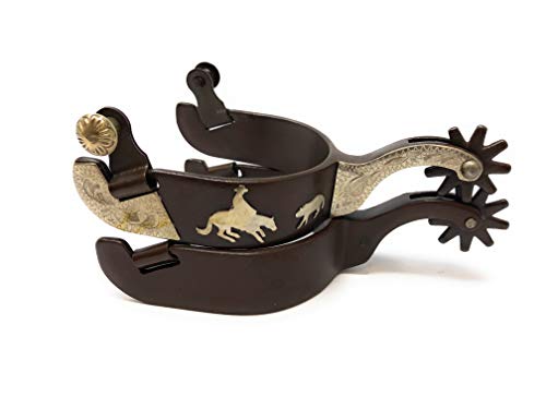 AJ Tack Wholesale Cutting Horse Show Spurs Silver Engraving Antique Brown Color Cowboy Boots Mens