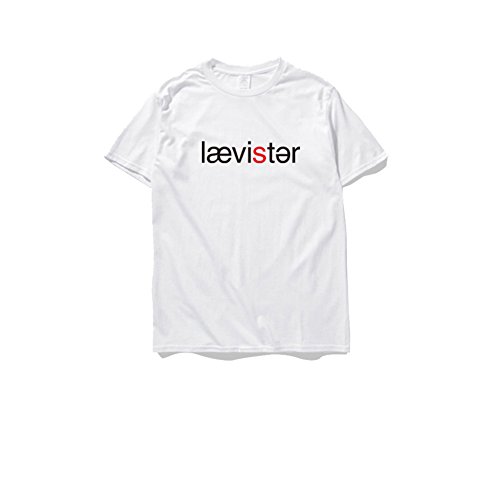 CheZEN Mens Cotton Letter Prints Casual Short-sleeve T-shirt White S