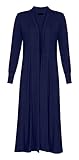 Forever Womens Long Sleeves Plain Boyfriend Long Open Maxi Cardigan