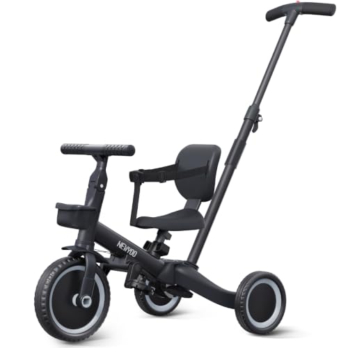 newyoo TR007 5-in-1 Dreirad mit Schubstange 1-3 Jahre, Schwarz