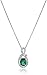 Amazon Collection Sterling Silver Created Emerald Oval with Created White Sapphire Pendant Necklace, 18