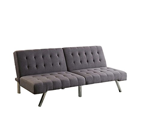 Poundex Bobkona Cleavon Linen-like Polyfabric Adjustable Sofa in Gray