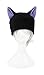 Mrawp Women's Black Fleece Beanie Cat Hat (Black with Purple)