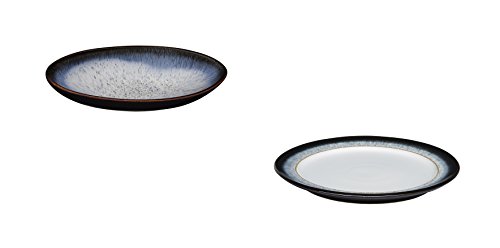 Click Here to See More Images Denby Halo Medium Oval Serving Dish and Wide Rimmed Dinner Plate, Set of 2