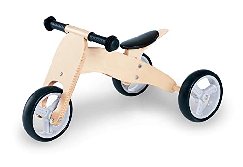 Mini-Laufdreirad Charlie, aus Holz, 4-fach umbaubar, Sattel 6-fach höhenverstellbar, für Kinder ab 1,5 Jahren, natur