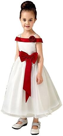Yaya Fairies Efavormart Stunning Ruby Red Sash and Bow Flower Girl Tulle Dress - Child4-5yrs