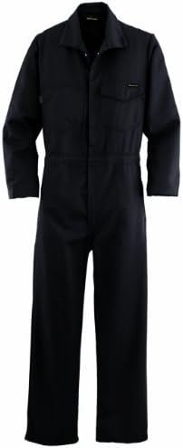 Workrite FR Flame Resistant 9.5 oz UltraSoft Work Coverall, Snap Wrist, 44 Chest Size, Long Length, Navy Blue