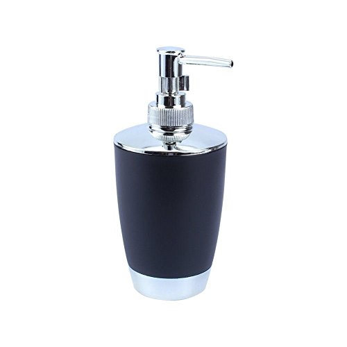 Zuvo 6 Pcs Plastic Bathroom Accessory Set Luxury Bath Accessories Bath Set Lotion Bottles, Toothbrush Holder, Tooth Mug, Soap Dish, Toilet Brush, Trash Can, Rubbish Bin (Black)