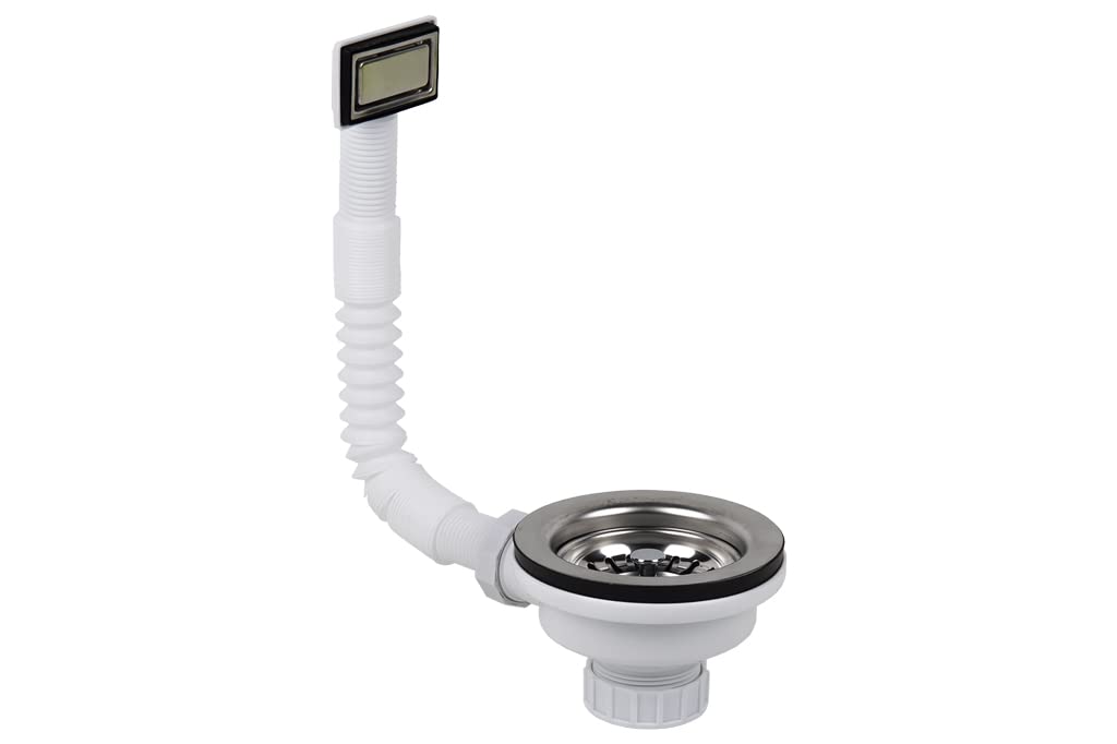 Cofan Valve for Sink | Measurements: 1" 1/2 x 115 | With Stainless Steel Grid Basket and Screw | 2 Overflow Models | Made from Polypropylene