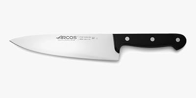 Küchenmesser aus Edelstahl mit Klinge von 200 mm - Chefmesser für Fleisch, Fisch, Geflügel, Obst und Gemüse - Ergonomischer Griff aus Polyoxymethylen, Serie Universal, Farbe Schwarz