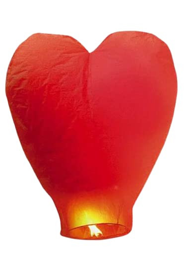SHATCHI 5pcs Red Heart Shape Sky Lanterns Wire-Free Traditional Eco Friendly for Christmas, New Year’s Eve, Chinese New Year, Weddings & Parties Wishing Lights Decorations