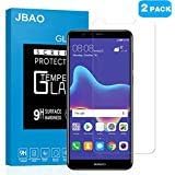 [2-Pack] Jbao Direct compatible with Huawei Y9 2018 Screen Protector, 9H Hardness [Scratch Resistance] [Ultra Slim] [Bubble Free] [Easy Installation] Tempered Glass Screen Protector for Huawei Y9 2018
