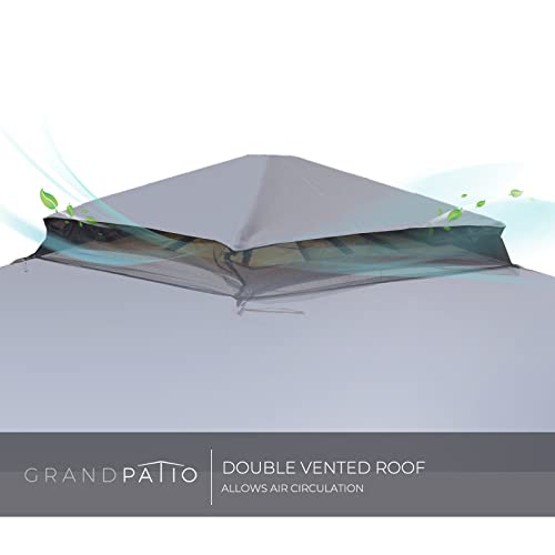 Grand Patio Replacement Canopy Top for 10x13 FT Outdoor Gazebo, Double Tiers PA Polyester Canopy Top Anti-UV Shelter Sun Shade with Mesh Netting, Grey image 25