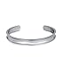 Stainless Steel Bracelet Grooved Cuff Bangle for Women(Silver-Tone)