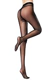 MERYLURE 40 Den Semi Sheer Pantyhose Control Top Sexy T Crotch Shadow Toe Tights (Medium, Black)