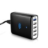 USB Charger JDB 40W 8A 5-Port Desktop USB Charging Station with Power IC Tech, Compatible iPhone Xs Max XR X 8 7 6 Plus, iPad Pro Air Mini, Galaxy S9 S8 S7 Edge, Tablet and More USB Adapters(Black)
