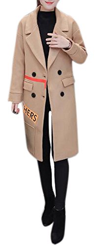 Lingswallow Women Winter Double Breasted Outerwear Wool Trench Coat Jacket Brown Lingswallow Women Winter Double Breasted Outerwear Wool Trench Coat Jacket Brown