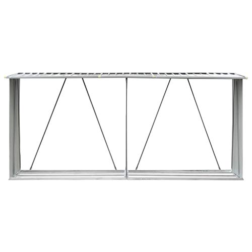 Nishore Abri de Stockage de Bois | Abri de Chauffage de Bois | Abri de Jardin Stockage en Acier Galvanisé empilé et aéré 330x84x152 cm Gris