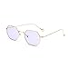 ZOGEEN Men Women Sunglasses Small Metal Frame Asymmetry Temple Z674 (Gold&Purple)