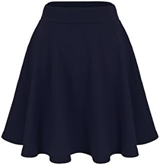 Dani's ChoiceBasic Solid Stretchy Cotton High Waist A-line Flared Casual Skater Mini Skirt